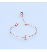 Rose Gold Kaplama Nazar Boncuklu İ Harfi Gümüş Bileklik