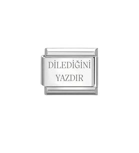 Kişiselleştirilebilir Dilediğini Yazdır Çelik Italyan Charm 1 Adet