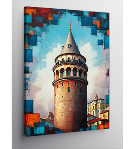 Kanvas Tablo Galata Kulesi Ve Geometri