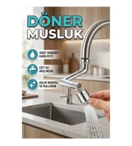 1080° Döner Musluk Ucu – 3 Eklemli Esnek Başlık ve 2 Akış Modu