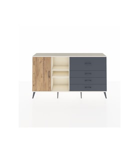 Arges Konsol 4 Raflı 4 Çekmeceli Tek Kapaklı  176x30x99 Aytaşı-Çam/Antrasit
