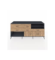 Kronos Konsol 4 Raflı 5 Çekmeceli 3 Kapaklı 220x59x99 Antrasit-Çam/Çam