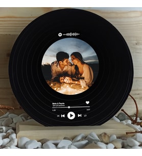 Kişiye Özel Fotoğraflı Spotify Barkodlu Plak  Sevgiliye Hediye Spotify Plak  Doğum Günü Hediye Fotoğraflı Kişiye Özel Plak