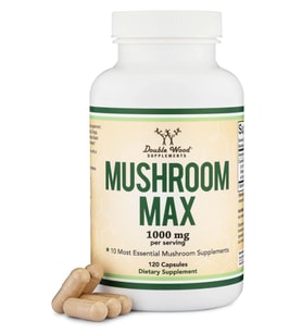 Double Wood Mushroom Max Blend 1,000mg 120 Capsul Top 10 USA Grown Mushrooms (Lion's Mane, Reishi, Cordyceps, and More).