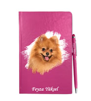 Kişiye Özel Köpek Tasarımlı Pembe Defter Kalem Hediye Seti