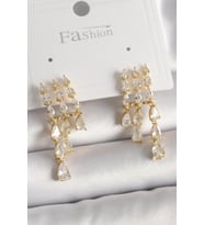 Pirinç Gold Renk Zirkon Taşlı Yağmur Model Kadın Küpe 5886