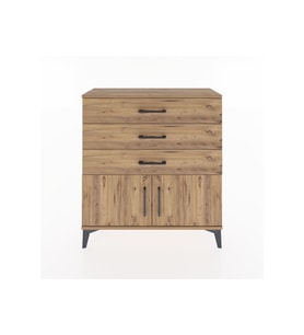 Arges Şifonyer Tek Raflı 3 Çekmeceli 2 Kapaklı 88x30x96 Çam-Çam