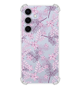 PrintiFy Samsung S24 Uyumlu Köşe Korumalı Floral Pudra Tasarımlı Şeffaf Silikon Kılıf