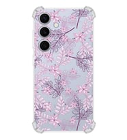 PrintiFy Samsung S24 Uyumlu Köşe Korumalı Floral Pudra Tasarımlı Şeffaf Silikon Kılıf