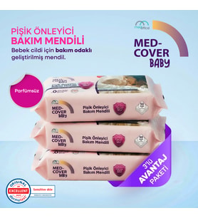 Med-Cover Baby Pişik Önleyici Bakım Mendili 50'li x 3 Avantaj Paketi