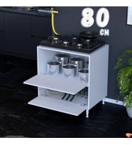 Eliusta Siena 80 cm Çift Kapaklı Set Üstü Ocak Dolabı Fırınlık Kiler Çok Amaçlı Dolap 80x87x48 cm Beyaz