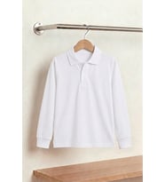 Unisex Çocuk Uzun Kollu Polo Yaka Lakost Okul Tişörtü