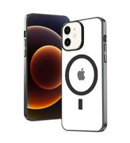 Ally iPhone 12 - 12 Pro 6.1inç Magsafe Uyumlu Renkli Kenar Silikon Kılıf (Siyah)