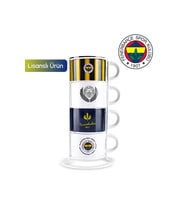 x Fenerbahçe Lisanslı 4 Kişilik Standlı Çay Fincan Takımı 180 ml