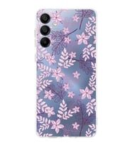 PrintiFy Samsung A15 Uyumlu Kamera Korumalı Floral Pudra Tasarımlı Şeffaf Silikon Kılıf