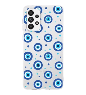 PrintiFy Samsung Galaxy A73 ile Uyumlu 1mm Slim Fit Nazar Boncuğu 1 Baskılı Şeffaf  Kılıf