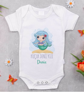 BK Kids İsimli Küçük Deniz Kızı Tasarımlı Bebek Body Zıbın - Model 1