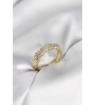 Zirkon Taşlı Puntalı Gold Renk Kadın Yüzük TJ-BYK3987