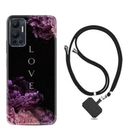 Infınix Hot 12 Kılıf Silikon Boyun Askılı İpli Desenli Silikon Love Flow 1664