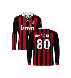 Ronaldinho Uzun Kollu Retro 09/10 AC Milan Yetişkin Futbol Forması (Kırmızı)
