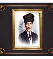 Özel Seri Paspartulu Çerçeveli Atatürk Tablo l376 (Gold)