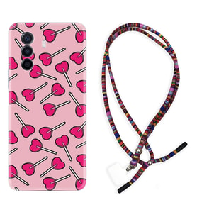 Huawei Nova Y70 Y90 Nova 9 SE  Kılıf Boyun Asklı Rasta Silikon Heart Lollipop 1414