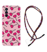Huawei Nova Y70 Y90 Nova 9 SE  Kılıf Boyun Asklı Rasta Silikon Heart Lollipop 1414