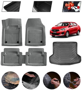 Mitsubishi Attrage Sedan 2014 Sonrası Uyumlu Paspas Araca Özel Bagaj Havuzu MBS Gri