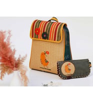 Kuş Figürlü Kapaklı Sırt Çantası Yesil, Cüzdan Yesil Etnik Bohem Style Cüzdan Kombin