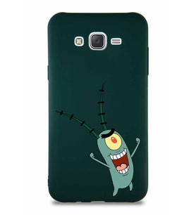 Samsung Galaxy J7 Core Soft Premier Kapak Plankton Tasarımlı Silikon Kılıf - Yeşil (Şeffaf)