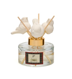 Yılbaşı 150 ml Kuş Seramik Taş Bambu Çubuklu Spice Orange Oda Kokusu (Ekru)