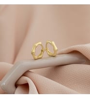Bambu Şekilli Gümüş Halka Küpe (Gold)