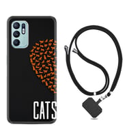 Oppo Reno 6 Kılıf Silikon Boyun Askılı İpli Desenli Silikon Cats 1792