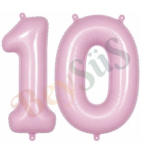 10 Rakam Folyo Balon pembe Rengi (76 cm)