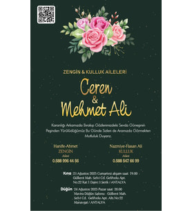 Nikah Düğün Nişan Kına Davetiyesi Beyaz Zarflı 5002 Kodlu