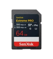 SanDisk Extreme Pro 64GB 300/300MB/s SDXC V90 UHS-II U3 8K/4K UHD Hafıza Kartı SDSDXDM-064G-GN4IN