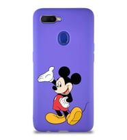 Oppo A12 Soft Premier Kapak Mickey Mouse-C Tasarımlı Silikon Kılıf - Mor (Şeffaf)