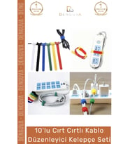 #Organizer Naylon Siyah Çok Amaçlı Organizer Şık 10'lu Cırt Cırtlı Kablo Düzenleyici Kelepçe Seti -