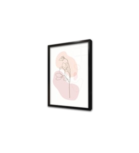 Line Art Çiçek VII Çerçeveli Cam Tablo