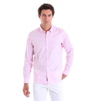 Hatemoğlu Pembe Comfort Fit Düz %100 Pamuk Düğmeli Yaka Uzun Kollu Oxford Gömlek