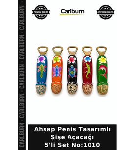 Özel Üretim Komik Parti Eğlenceli Hediyelik Ahşap Penis Tasarımlı Şişe Açacağı 5'li Set No:1010