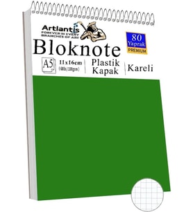 Masaüstü Not Defteri Kareli A5 Orta Boy 1 Adet Masa Üstü Plastik Kapaklı Spiralli Bloknot Blocknote 80 Yaprak Büro