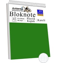 Masaüstü Not Defteri Kareli A5 Orta Boy 1 Adet Masa Üstü Plastik Kapaklı Spiralli Bloknot Blocknote 80 Yaprak Büro