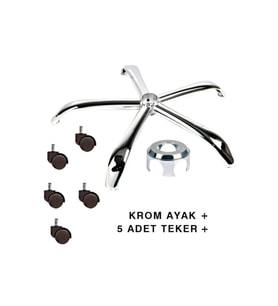 Metal Yıldız Ayak Ofis Koltuğu Ayağı 5 Adet Tekerlek- Ofis Çalışma Koltuğu Ayağı (Siyah)