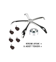 Metal Yıldız Ayak Ofis Koltuğu Ayağı 5 Adet Tekerlek- Ofis Çalışma Koltuğu Ayağı (Siyah)