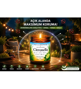 Açık Alanların Tercih Edilen Citronella& Limon Otu Mumu Bahçe ve Teras Mumu 100gr