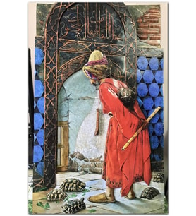 Ahşap Tablo Kaplumbağa Terbiyecisi Osman Hamdi Bey (50x70 Cm Boyut)