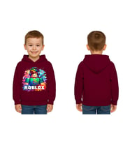 Unisex roblox Baskılı Çocuk Swaetshirt  Baskılı Kapüşonlu 3 İplik Şardonlu (Bordo)