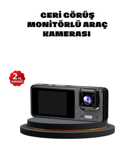 3 Kameralı Araç DVR 1080P Ön + HD Arka + İç Kamera Döngü Kayıt 2   Ekran