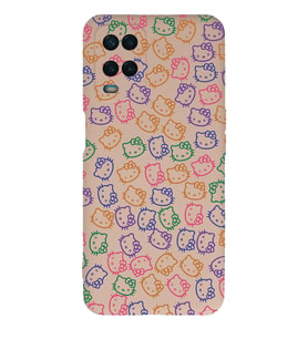 Oppo A54 Uyumlu Lansman Kılıf Hello Kitty Tasarımlı İçi Kadife Kapak-Pudra (Şeffaf)